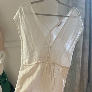 bella dahl white linen jumpsuit XS
